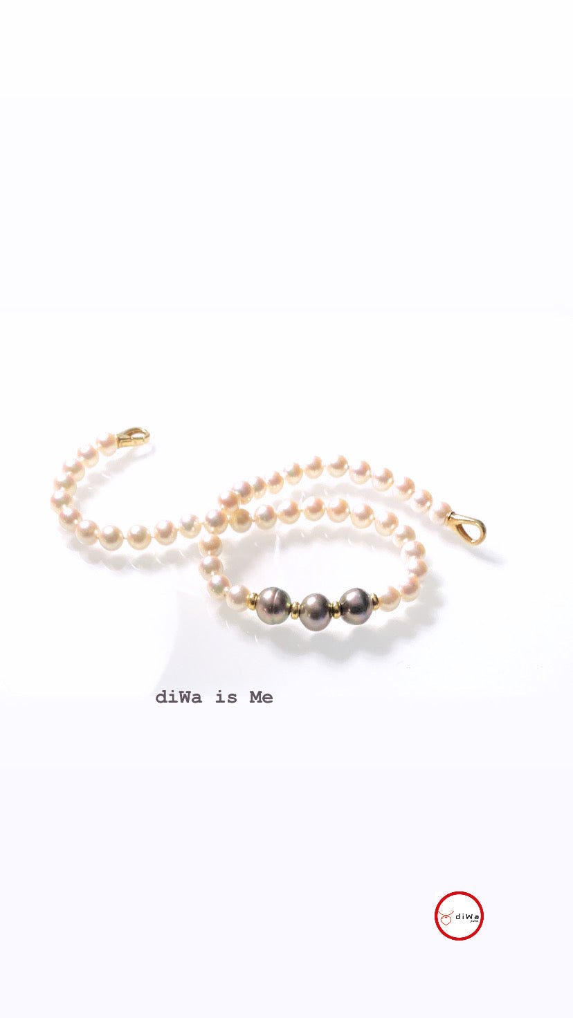 Collana diWa Jewels Perle di Mare Akoya e Perle Tahiti distanziatori Oro 18 kt