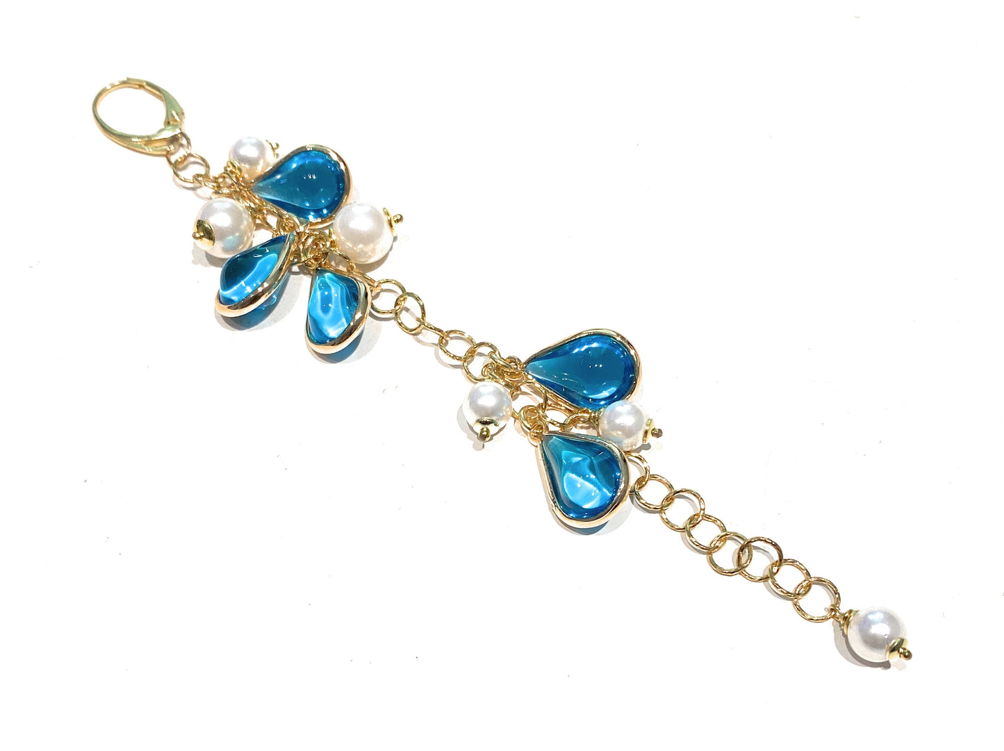 Mono orecchino Lungo diWa Jewels Pendente Gocce Cristalli Azzurri Perle Argento Sterling