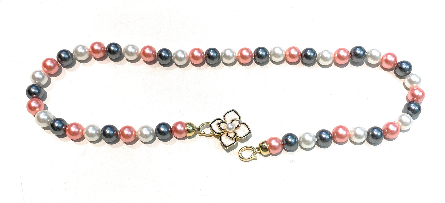 Collana tipo girocollo perle Maiorca multicolore chiusura placcata oro giallo
