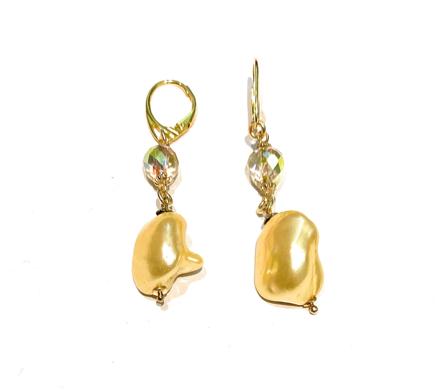 Orecchini diWa Jewels a monachella perla pepita gold briolette gold sfaccettata argento sterling placcato oro giallo