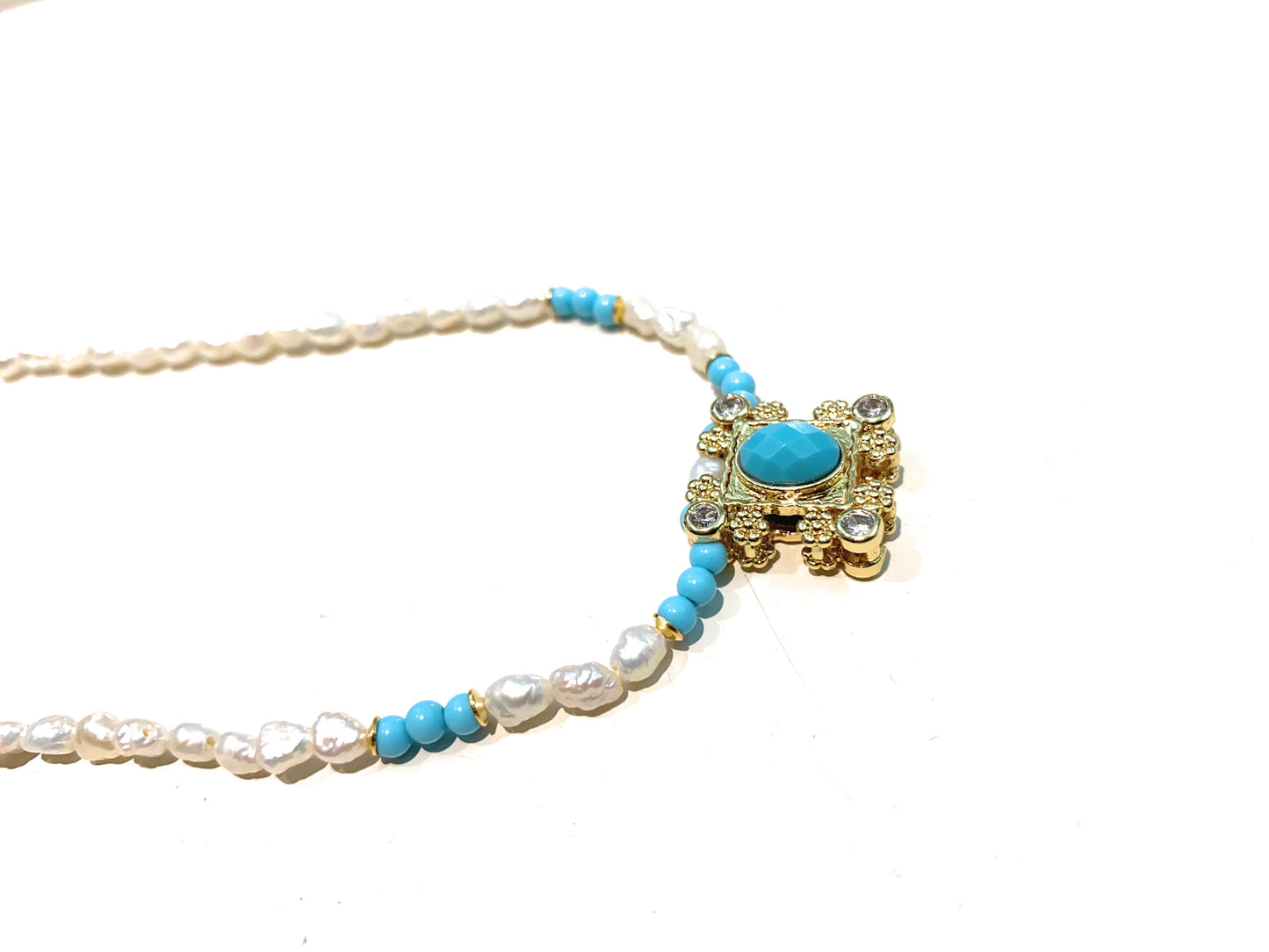 Collarino diWa Jewels tipo Choker Perle Fiume e Turchese Argento Sterling