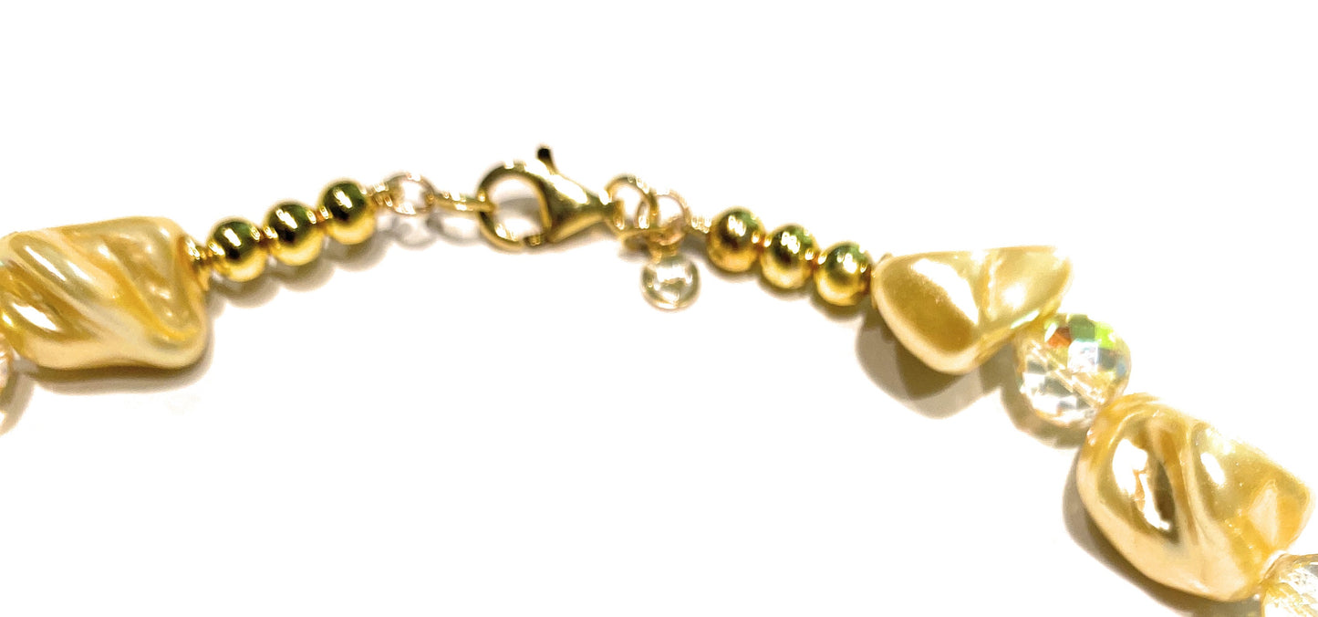 Collana choker perle pepite gold briolette ematite argento sterling personalizzabile