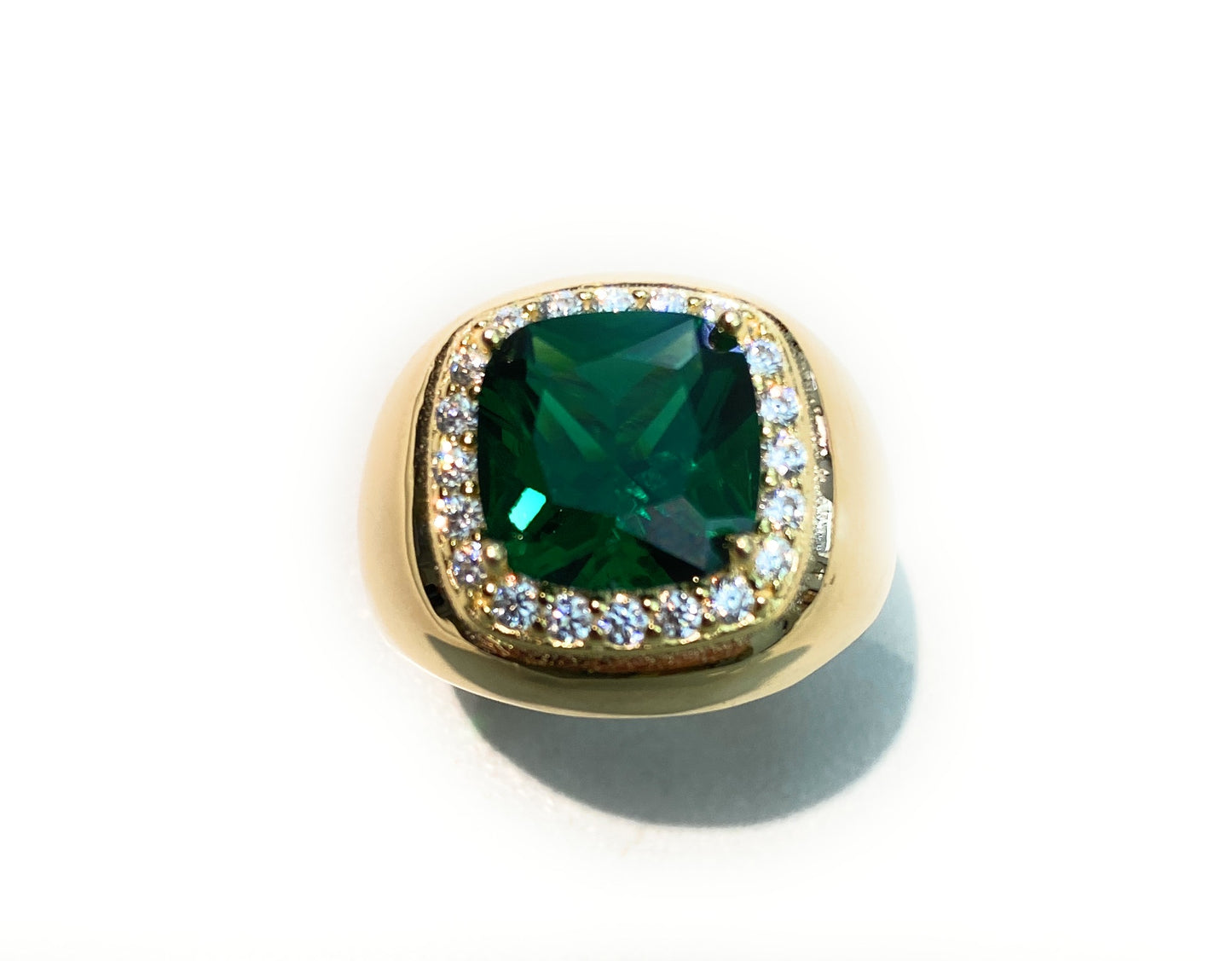 Anello chevalier zircone carré blu tanzanite argento rodio bianco contorno zirconi