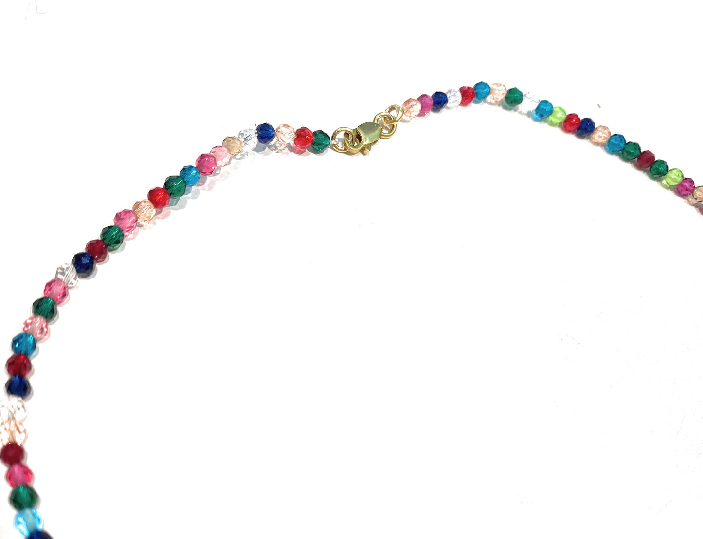 Collarino choker cristalli multicolore mm 3 centrale gocce zirconi bianchi placcato oro giallo