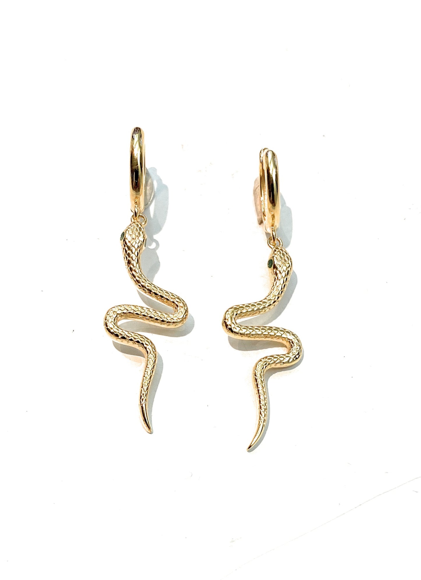 Orecchini cerchietto pendente serpentino godronato argento sterling giallo