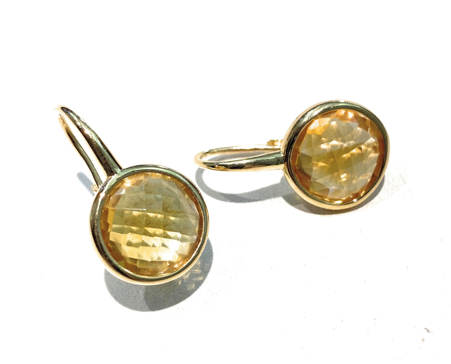 Orecchini a Monachella Zirconi tipo Topazio Citrino Argento Sterling Galvanica Gialla