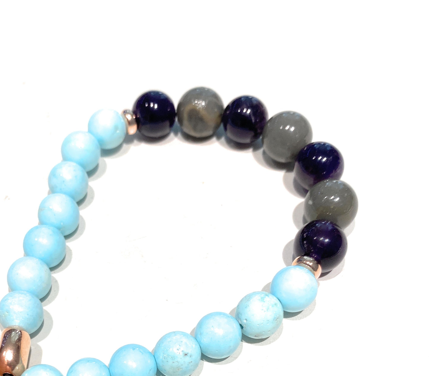 Bracciale madreperla e pietre dure in argento sterling galvanica rosé