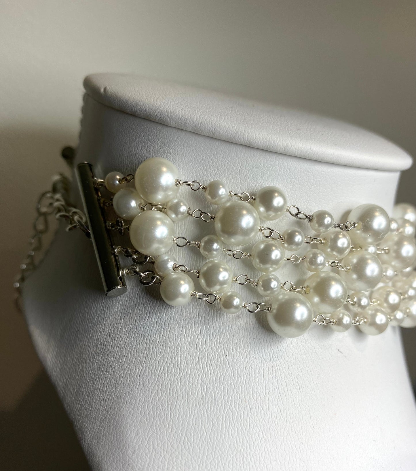 Collana diWa Jewels Choker Perle Bianche e Argento Sterling Rodio Bianco Regolabile