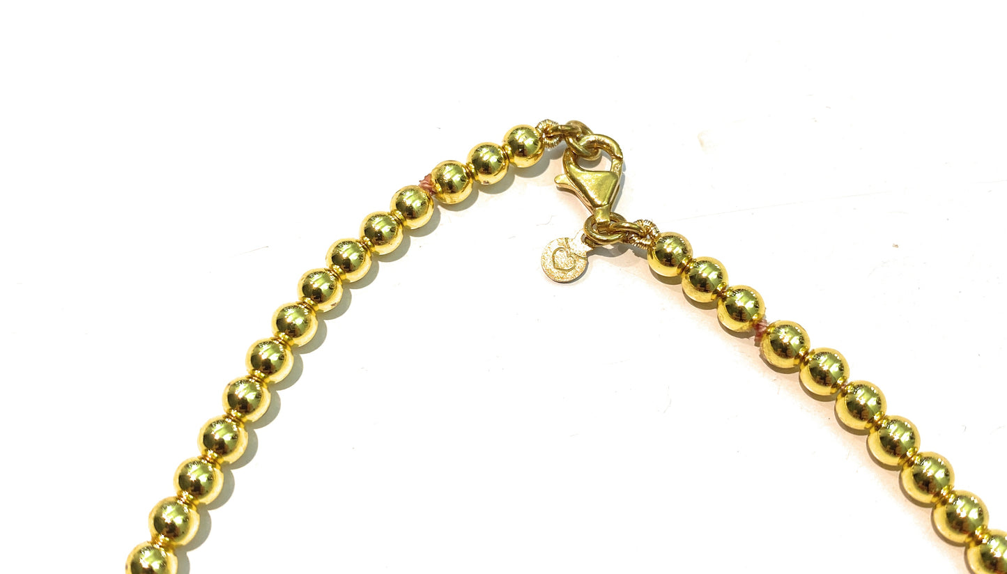 Collana choker corallo arancio naturale onice lucido ematite gold in argento sterling