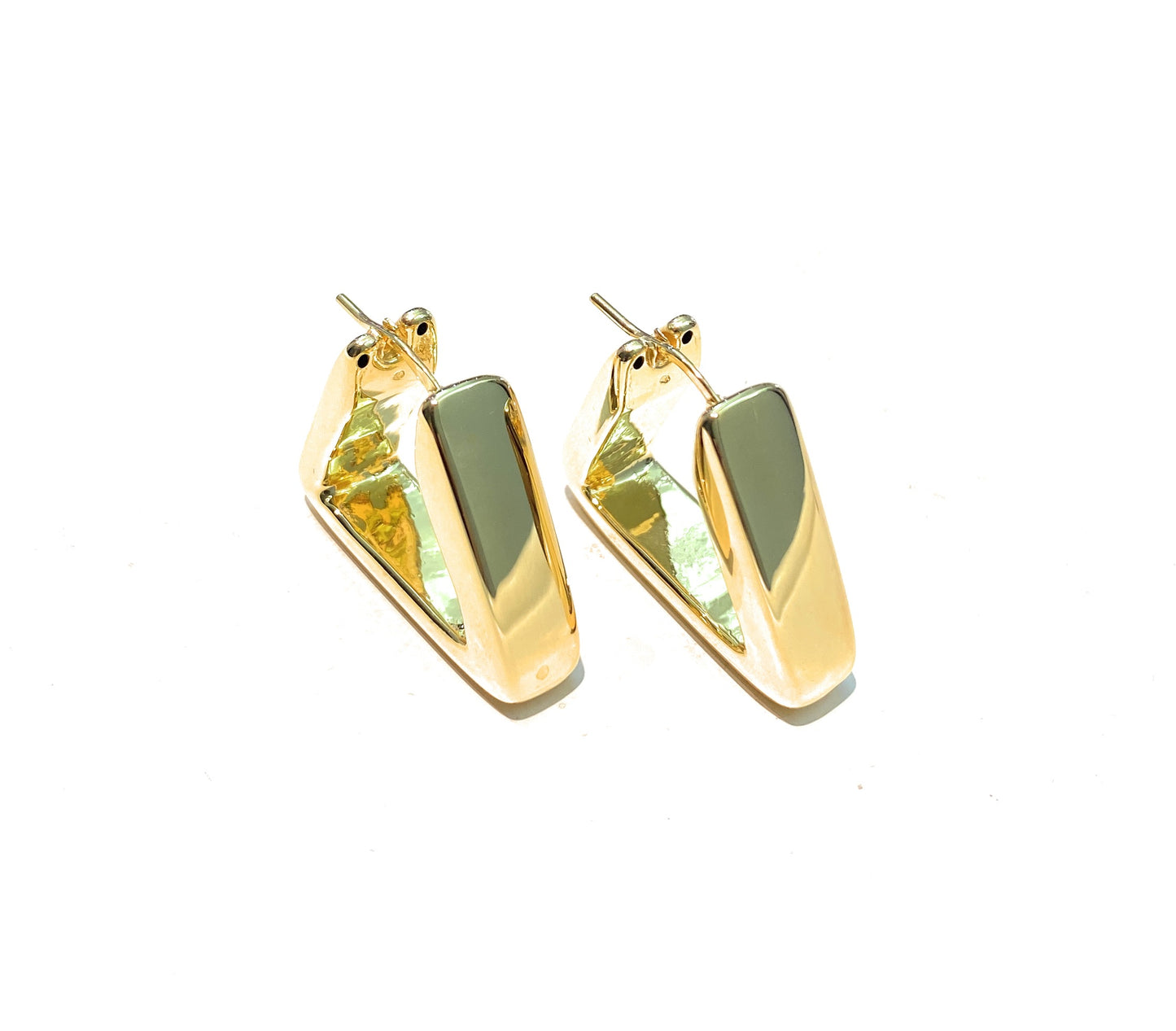 Orecchini a cerchio triangolare scatolato argento sterling placcato oro giallo