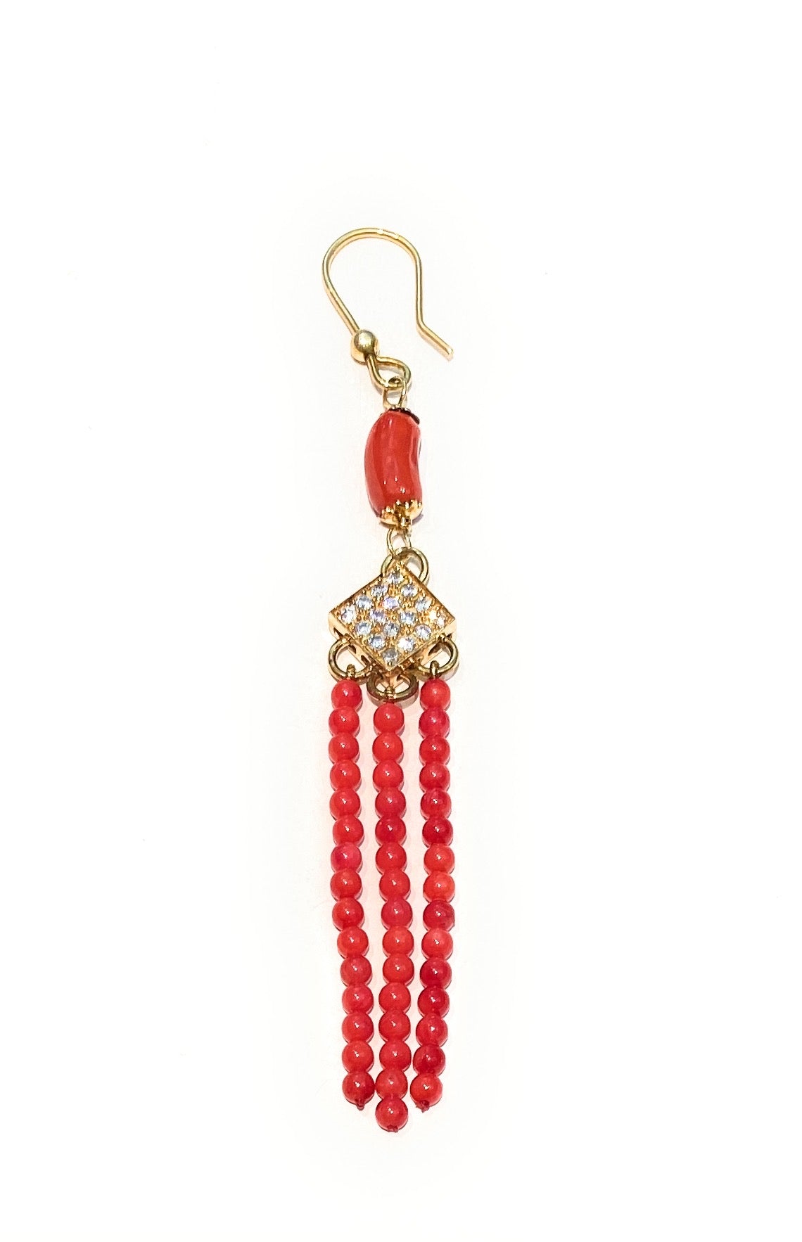 Mono orecchino argento sterling 925 corallo rosso