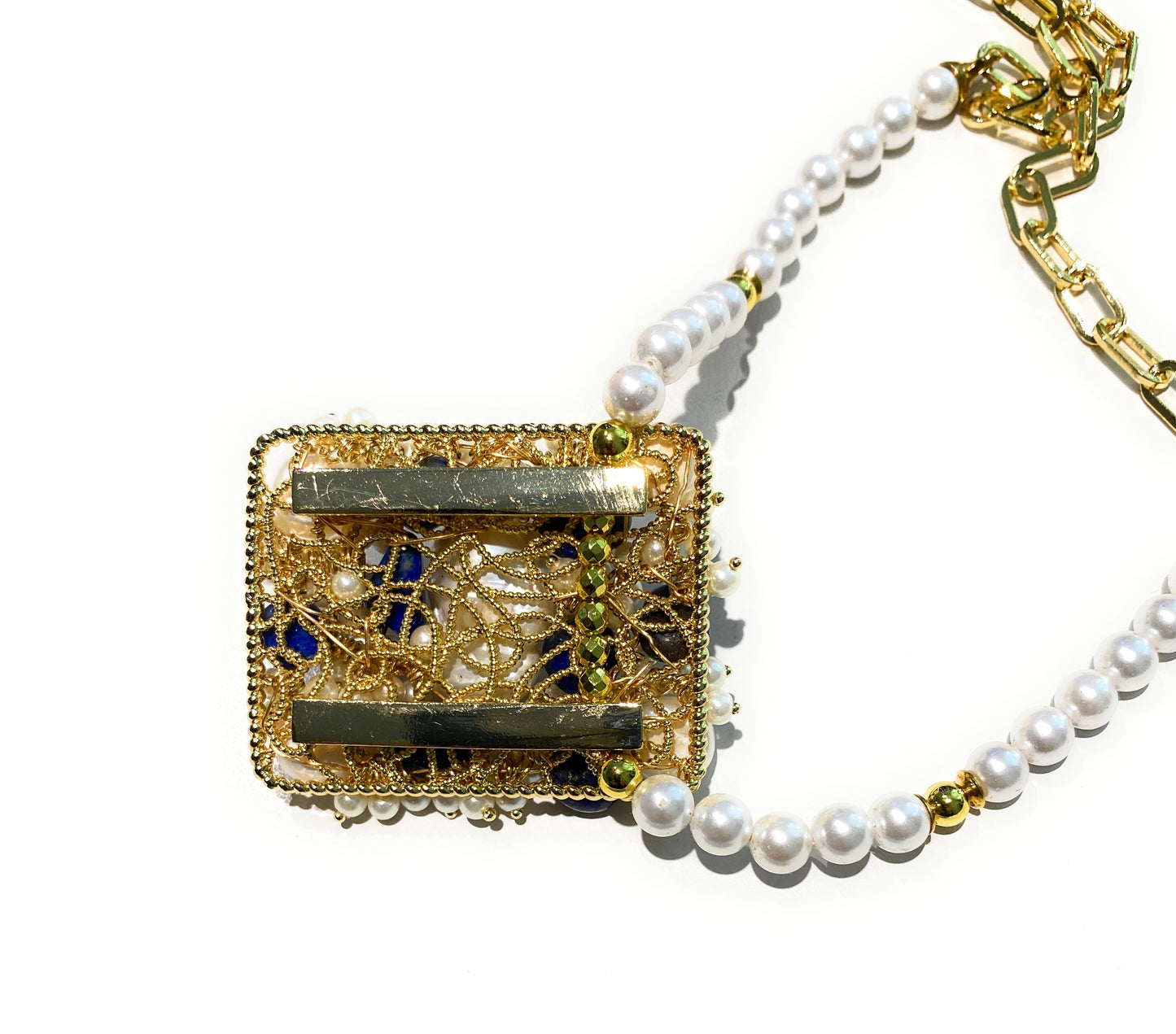 Collana diWa Jewels Perle e Lapislazzuli con catena rettangolare pezzo unico