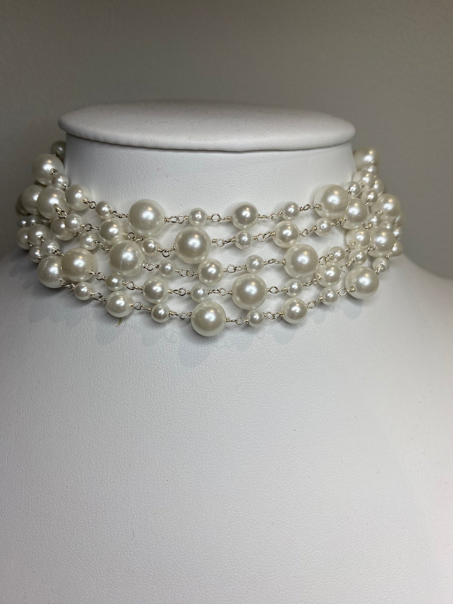 Collana diWa Jewels Choker Perle Bianche e Argento Sterling Rodio Bianco Regolabile