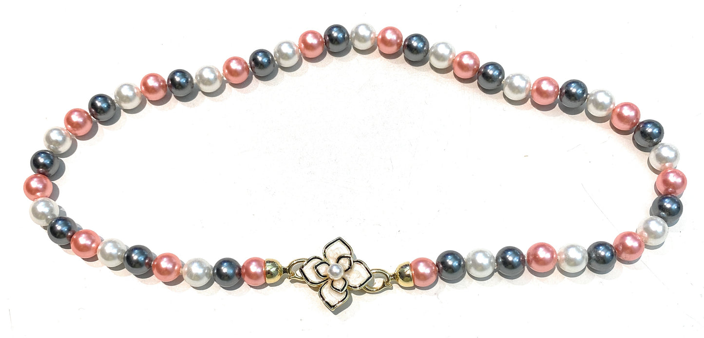Collana tipo girocollo perle Maiorca multicolore chiusura placcata oro giallo