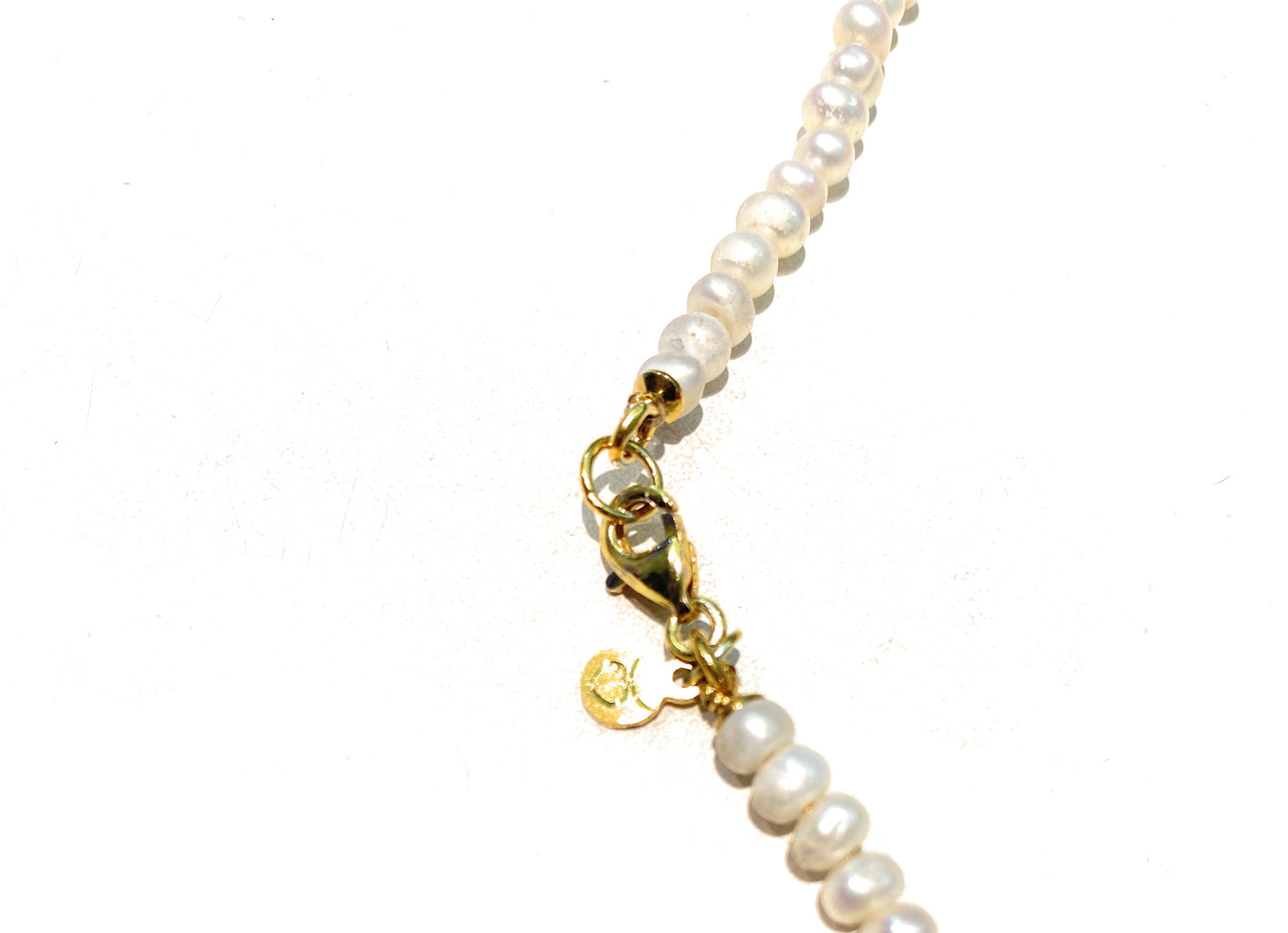 Collarino perle fresh water cipollina centrale cuore zircone rosso argento sterling
