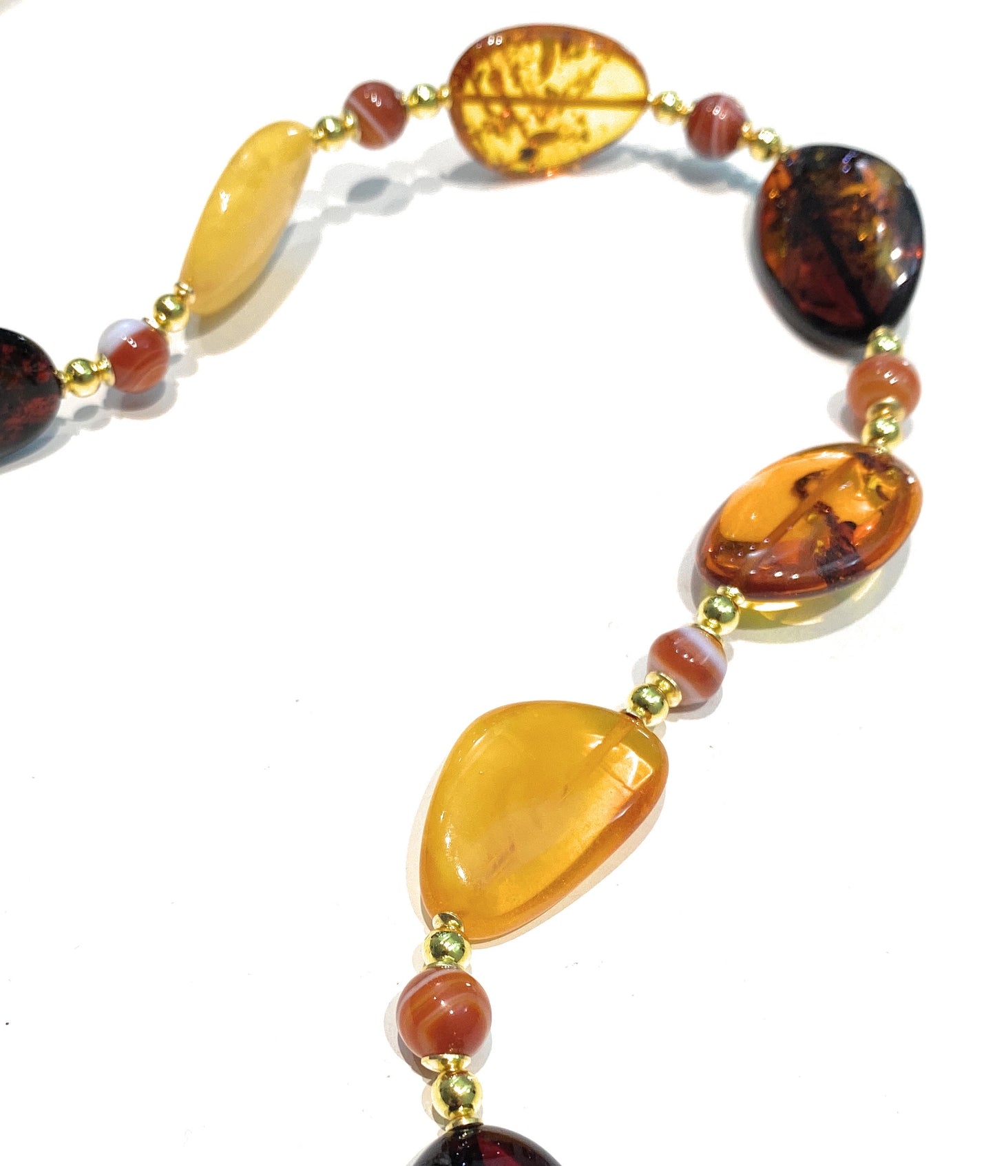 Orecchini pendenti ambra naturale in argento sterling placcato oro giallo