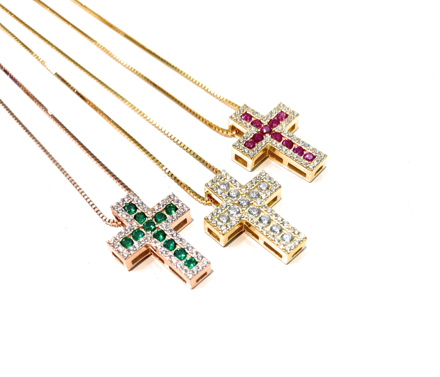 Collarino in Argento 925 con Croce di Zirconi – Collanina Veneziana, Varianti Colore e Galvanica