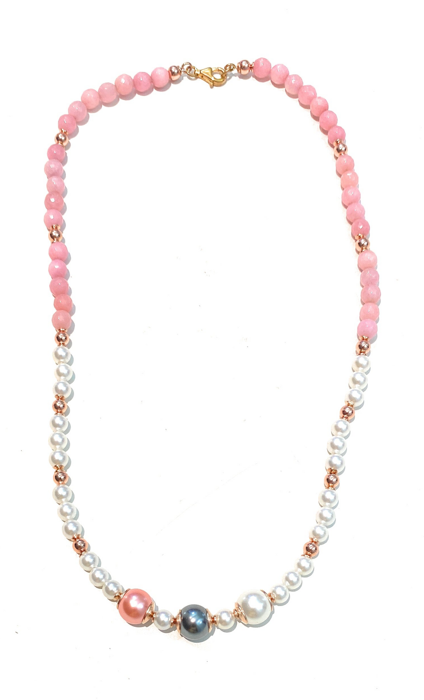 Collarino Perle Maiorca Agata Rosa Argento 925 Rosé Fatto a Mano diWa Jewels