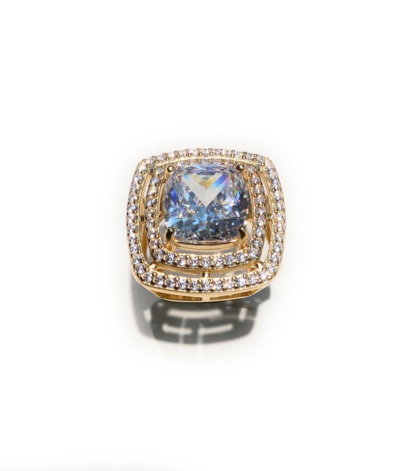Anello diWa Jewels zircone centrale carré con contorno in argento placcato oro giallo
