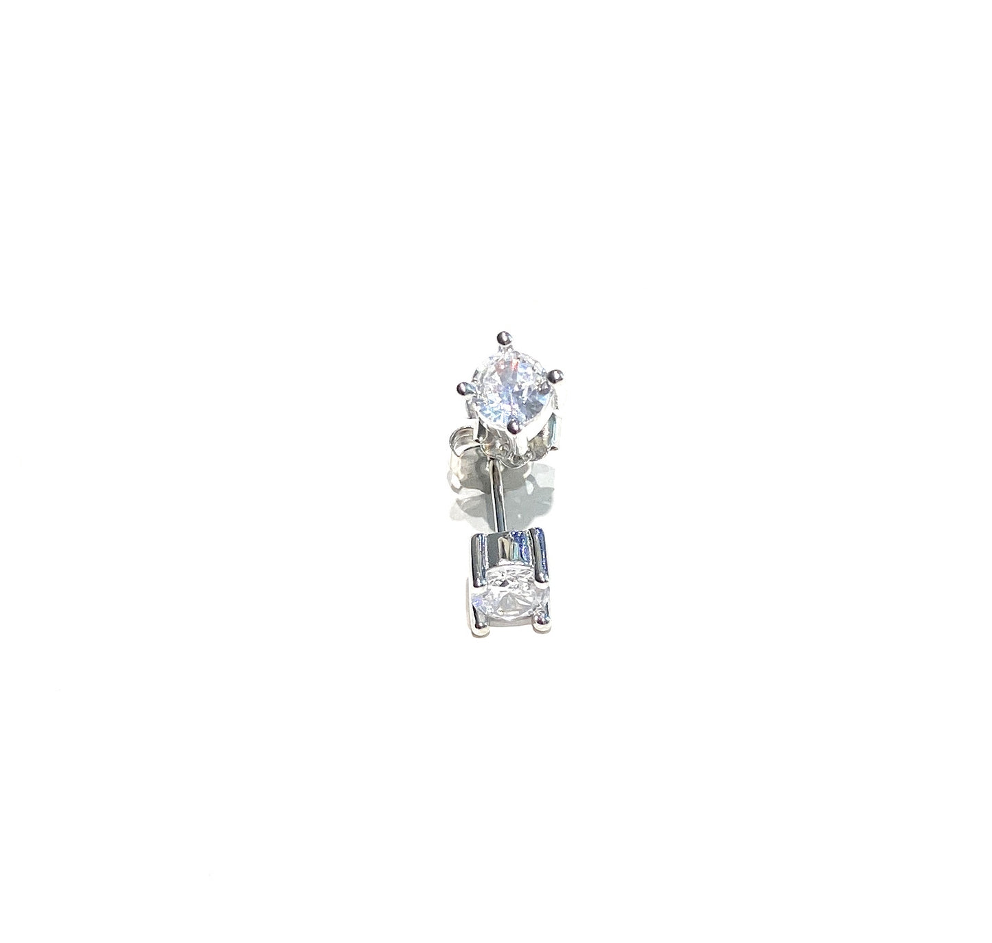 Orecchini punto luce zirconi argento 925 rodio bianco mm 3