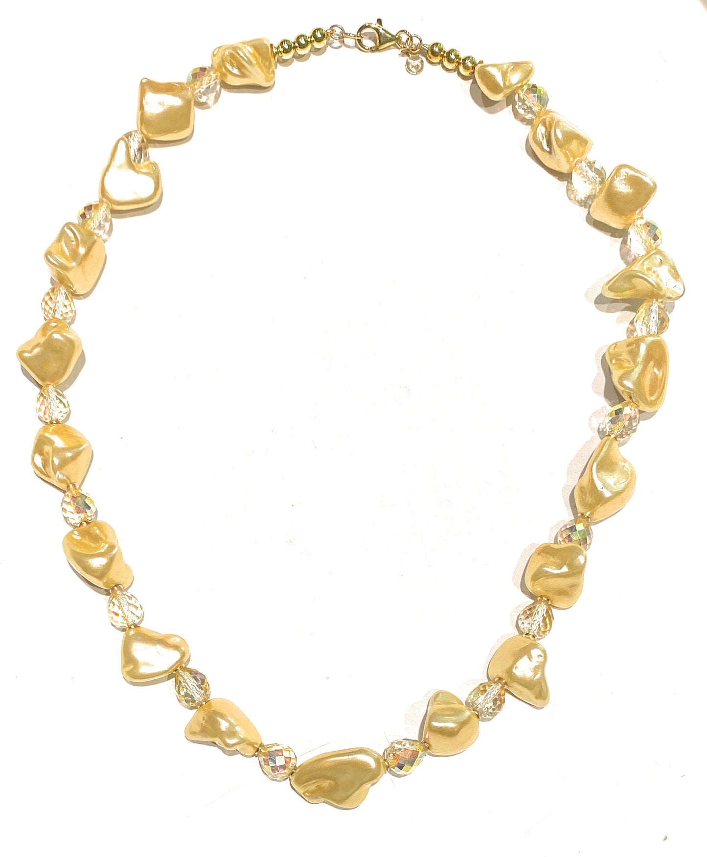 Collana choker perle pepite gold briolette ematite argento sterling personalizzabile
