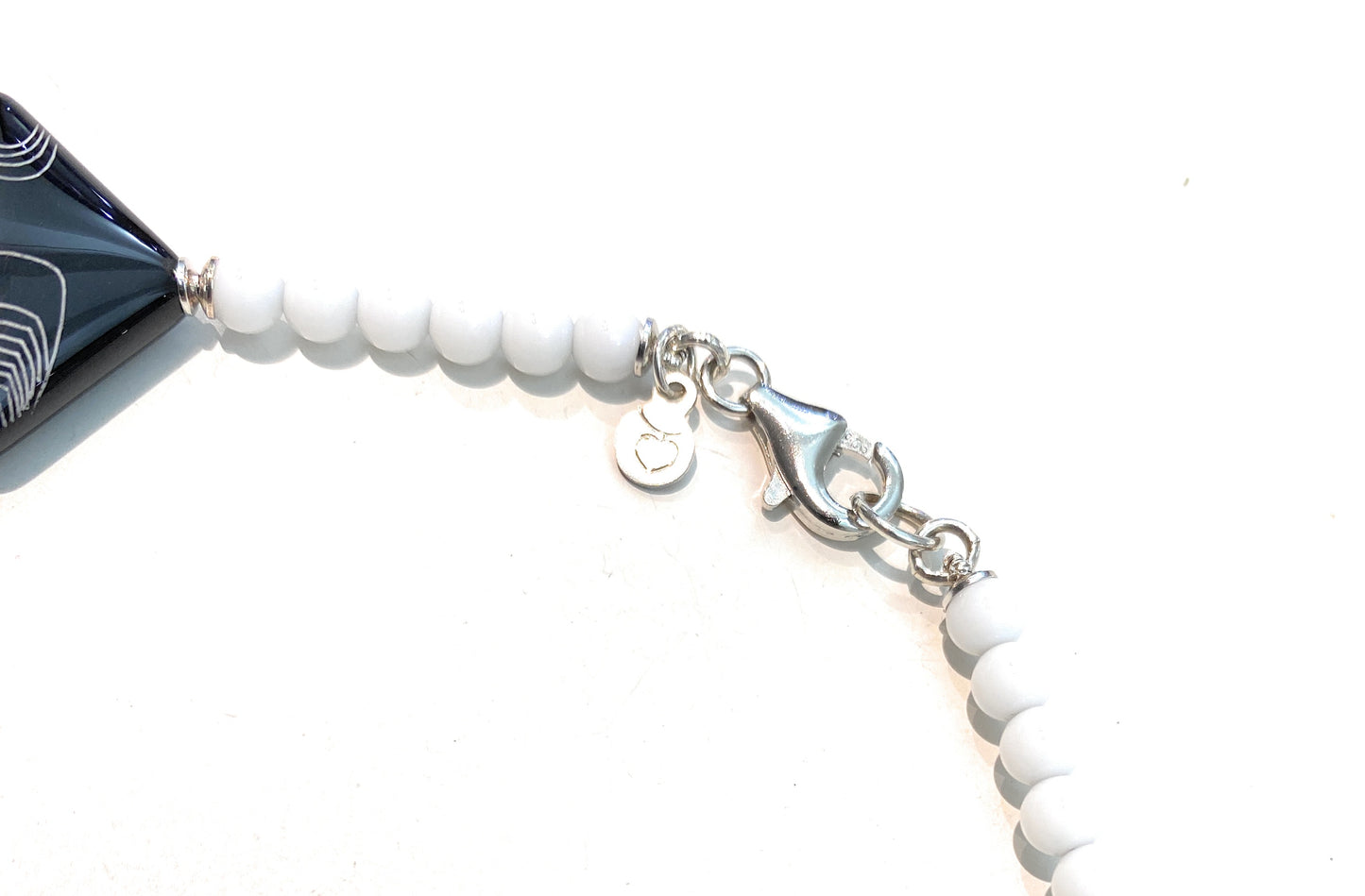 Collana diWa Jewels Choker Onice Rombo linee curve Agata Bianca Argento rodio bianco