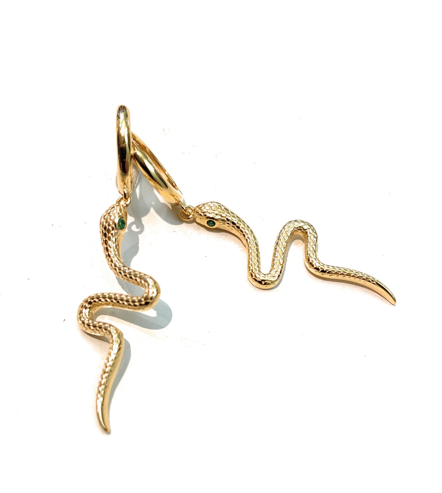 Orecchini cerchietto pendente serpentino godronato argento sterling giallo