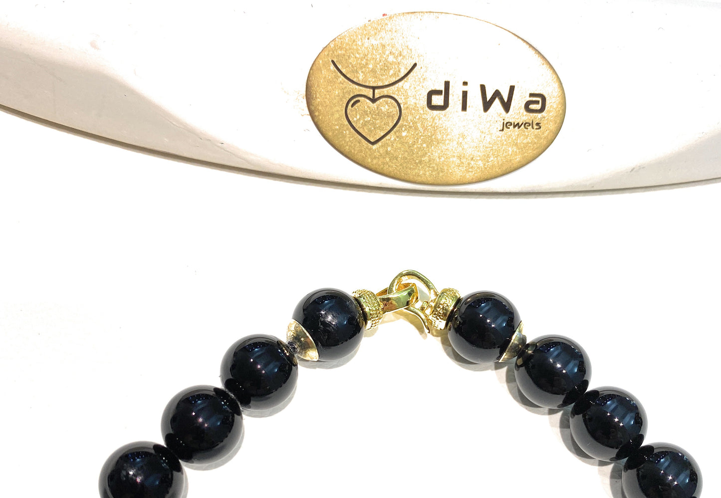 Collana diWa Jewels Onice Choker con Pendente Corallo bamboo Arancio Goccia Agata Striata azzurra argento sterling placcato oro giallo