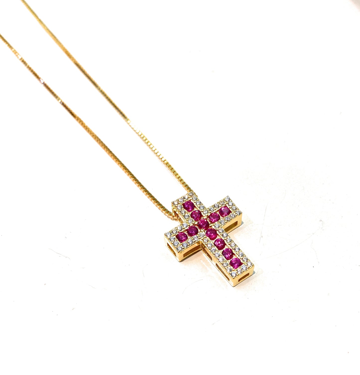 Collarino in Argento 925 con Croce di Zirconi – Collanina Veneziana, Varianti Colore e Galvanica