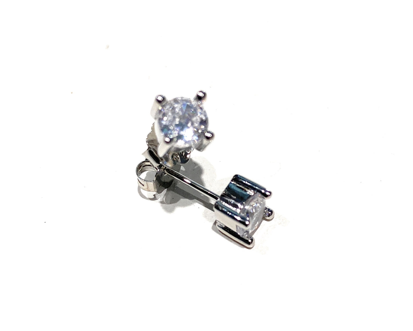 Orecchini punto luce zirconi argento 925 rodio bianco mm 3