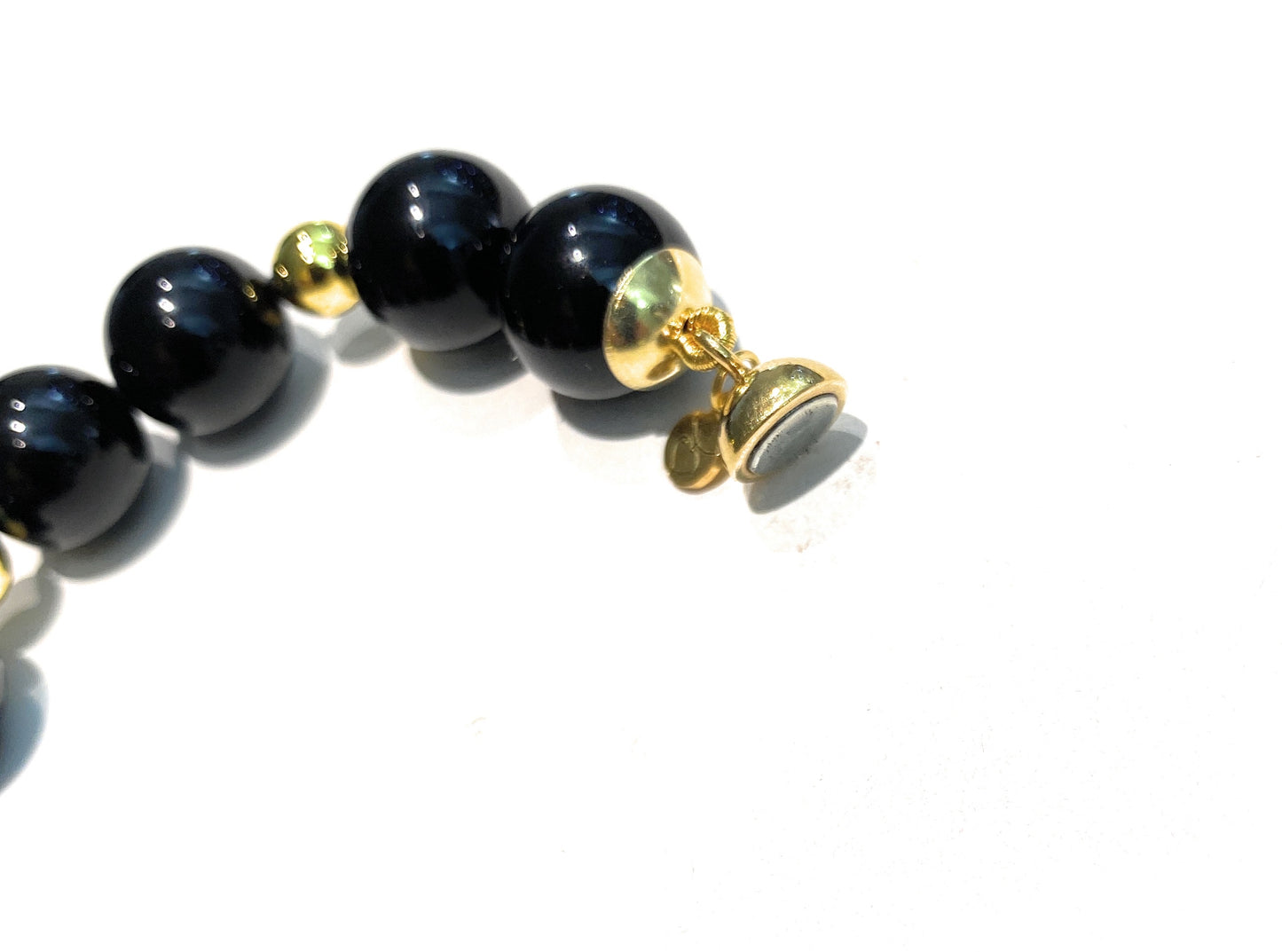 Bracciale agata striata onice nero ematite gold argento sterling chiusura a calamita