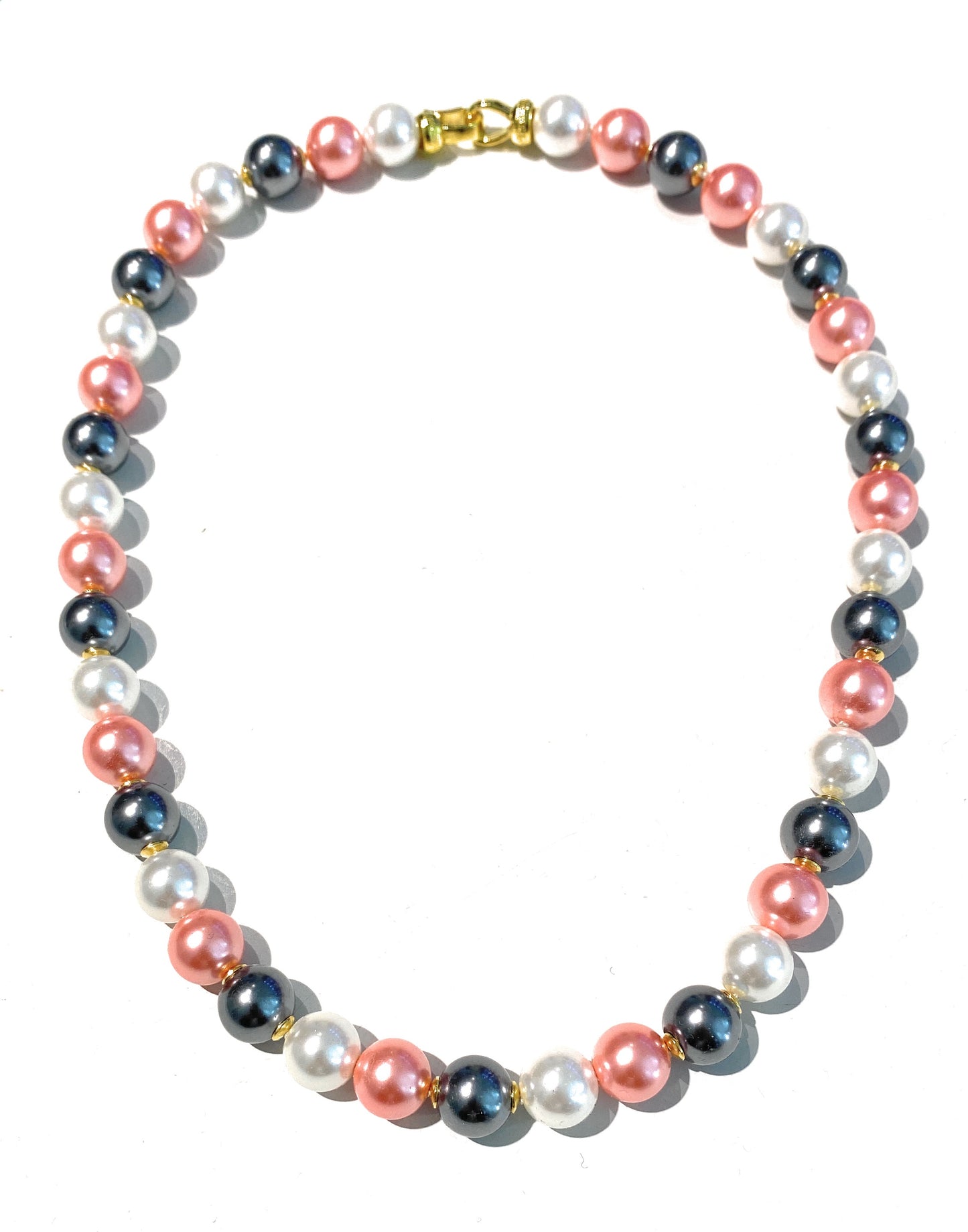 Collana tipo girocollo perle Maiorca multicolore chiusura placcata oro giallo