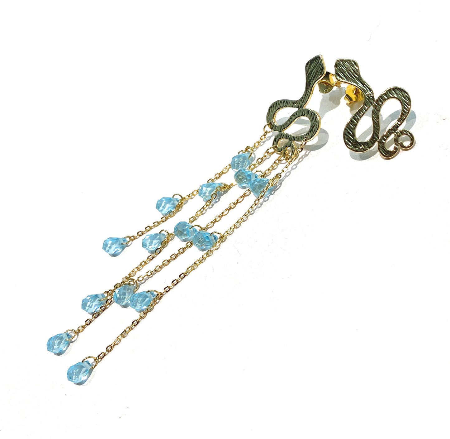 Mono Orecchino “Serpentino” in Bronzo Placcato Oro Giallo – diWa Jewels – Varianti Pietre Naturali 🐍