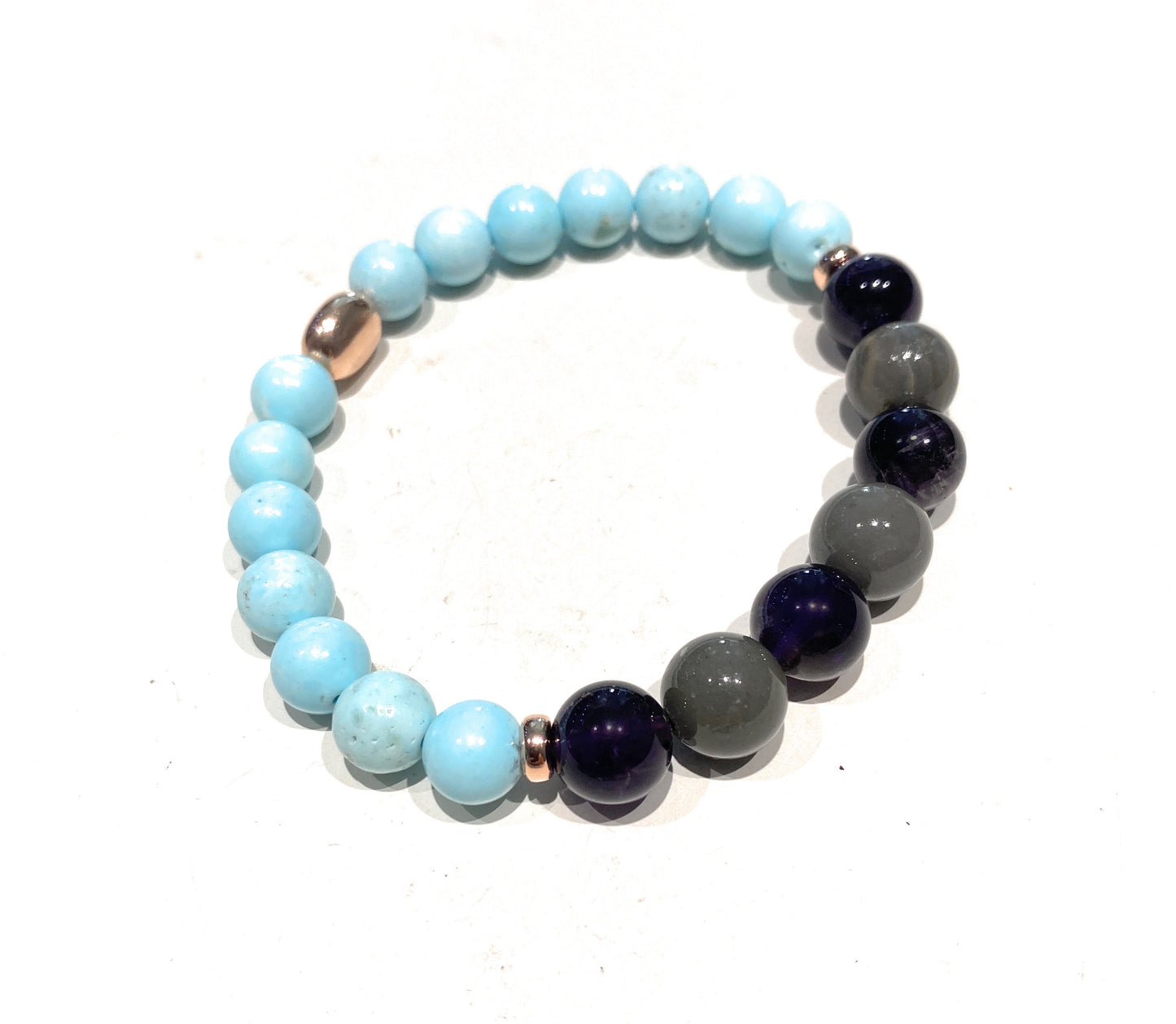 Bracciale madreperla e pietre dure in argento sterling galvanica rosé
