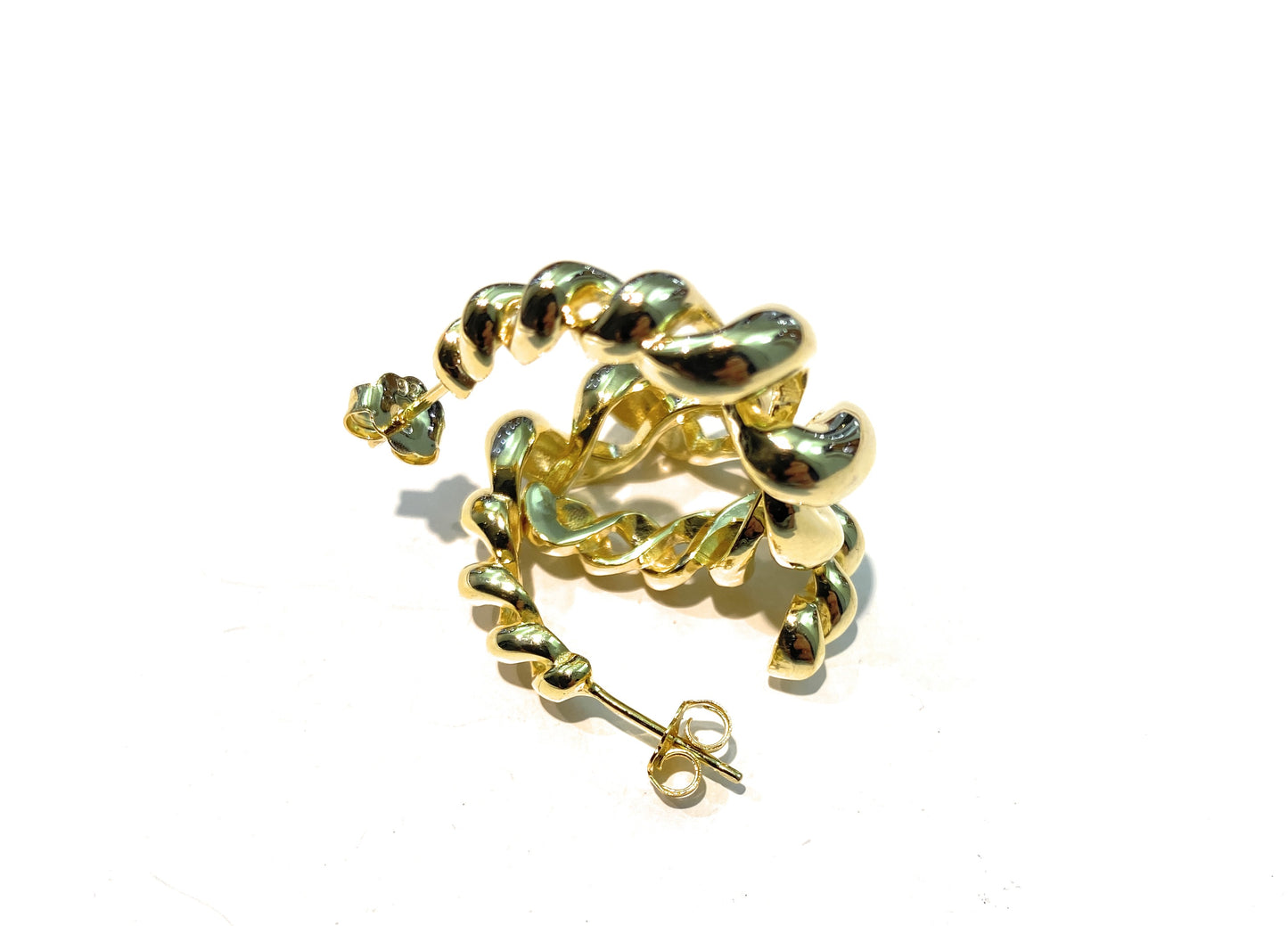 Orecchini diWa Jewels a cerchio lavorazione torciglione argento sterling placcato oro giallo farfallina