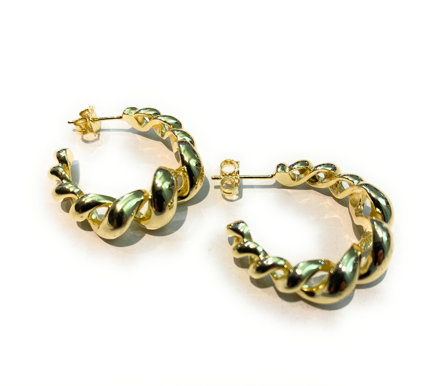 Orecchini diWa Jewels a cerchio lavorazione torciglione argento sterling placcato oro giallo farfallina