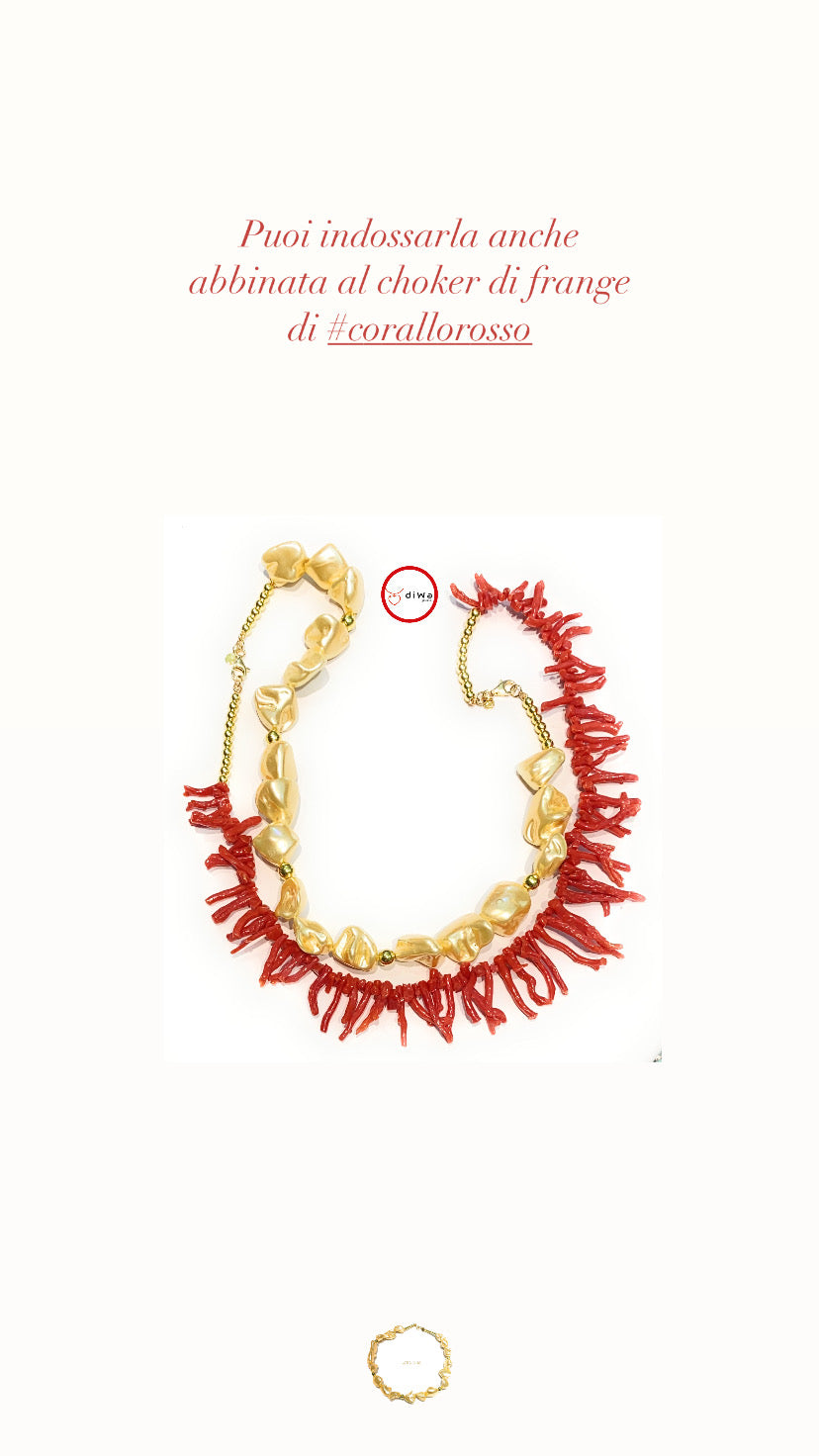 Collana choker perle pepite gold briolette ematite argento sterling personalizzabile