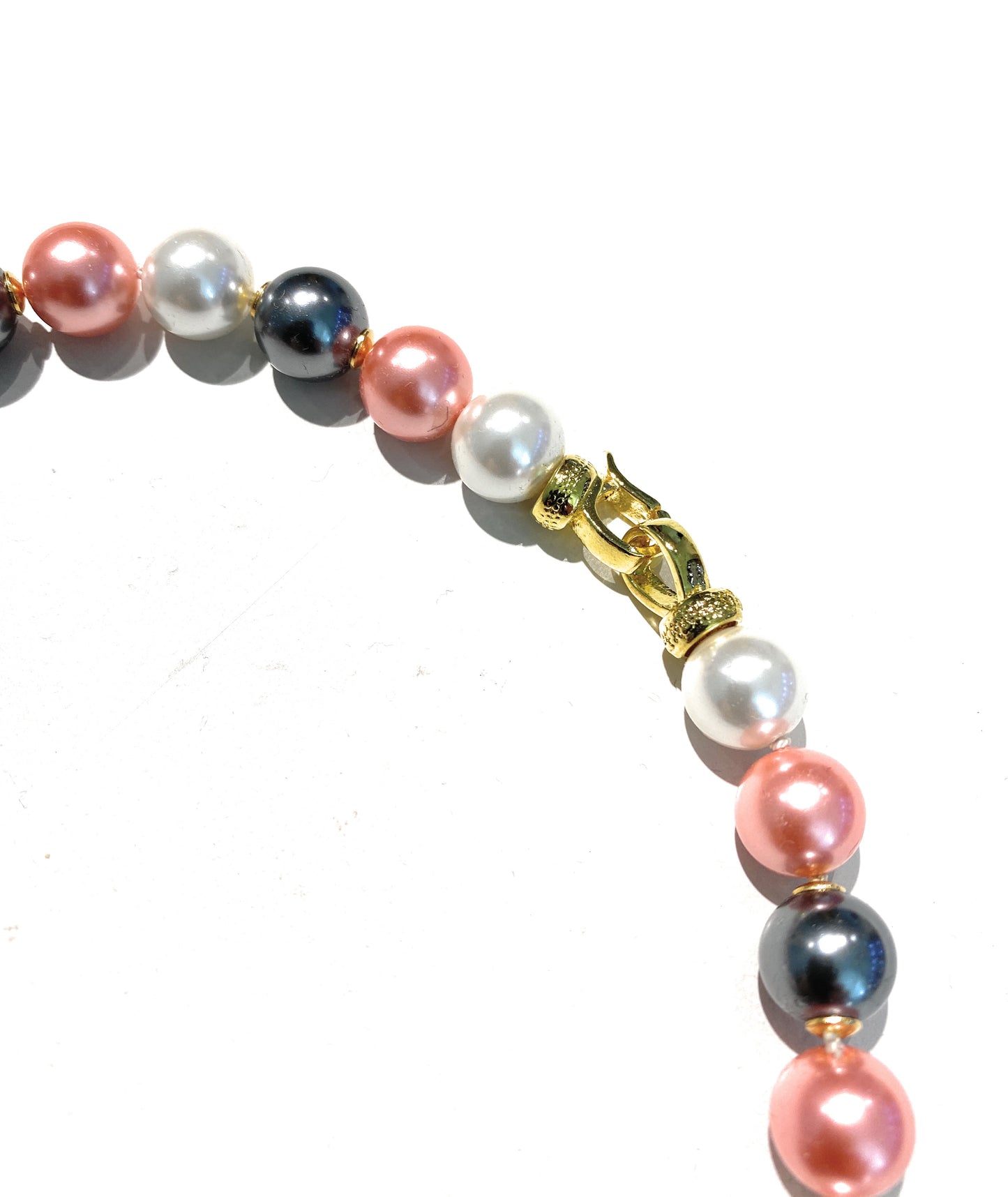 Collana tipo girocollo perle Maiorca multicolore chiusura placcata oro giallo