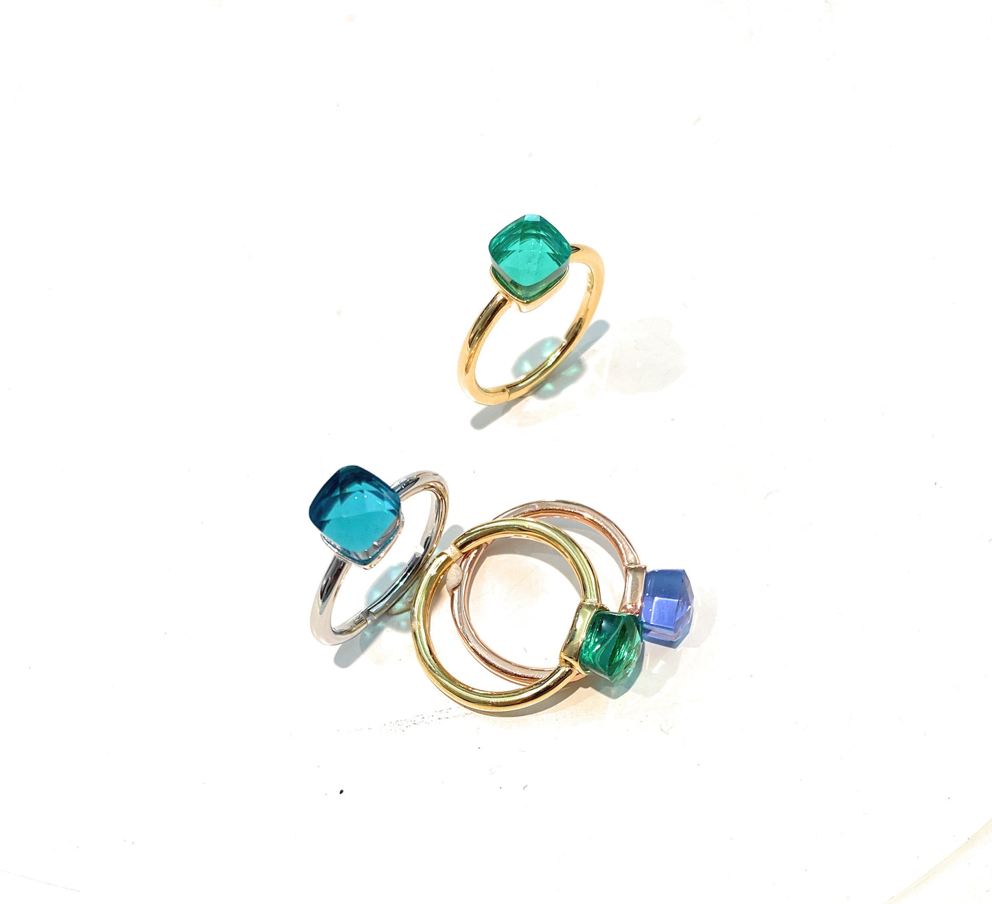 Anello in Argento 925 con Zircone Tipo Paraiba Carré Sfaccettato – Varianti di Finitura – diWa Jewels