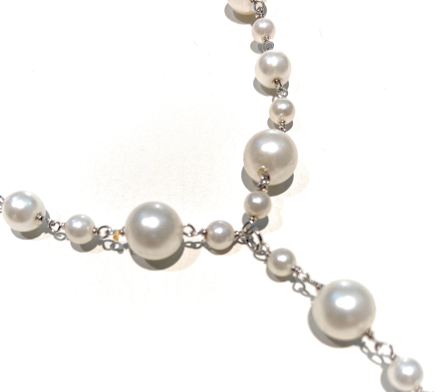 Collana Rosario Perle di Maiorca – Argento 925 Rodio Bianco – Elegante con Pendente – diWa Jewels