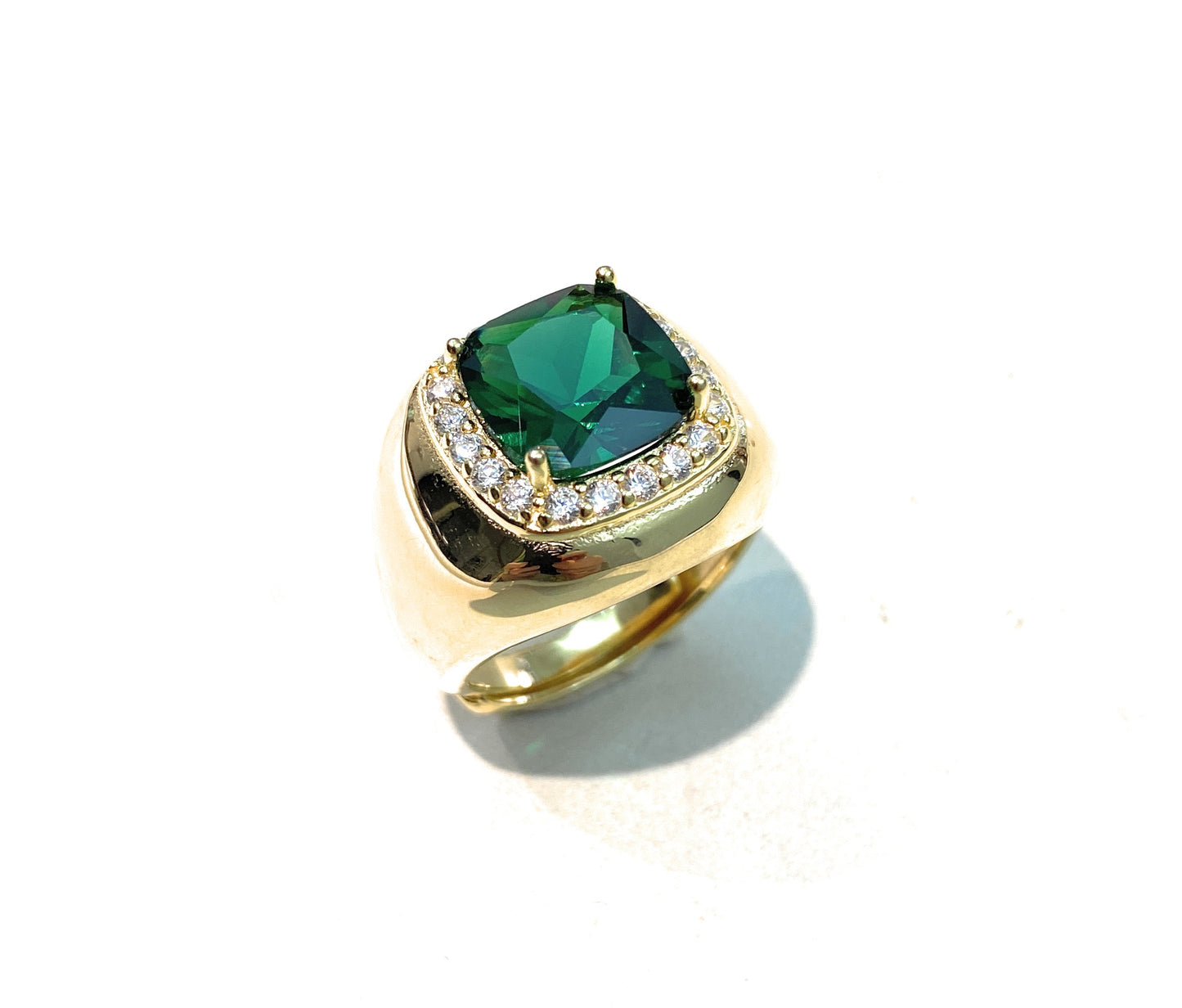 Anello chevalier zircone carré blu tanzanite argento rodio bianco contorno zirconi