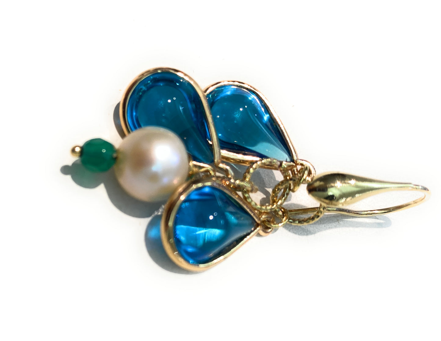Mono orecchino diWa Jewels gocce cristallo azzurro perla fresh water argento sterling placcato oro giallo