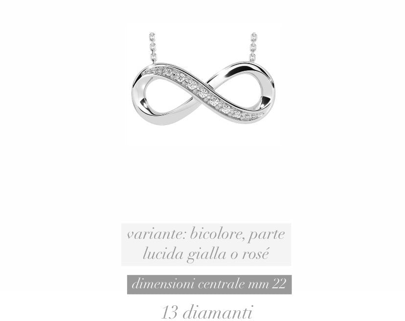 Collarino diWa Jewels infinito oro 18 kt diamanti 0,07 gr 3,10 finitura lucida collanina con anellino per regolazione al collo