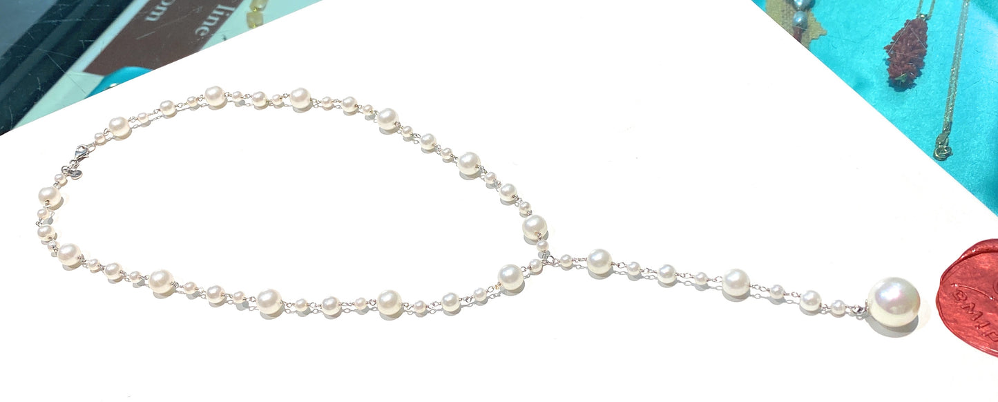 Collana Rosario Perle di Maiorca – Argento 925 Rodio Bianco – Elegante con Pendente – diWa Jewels