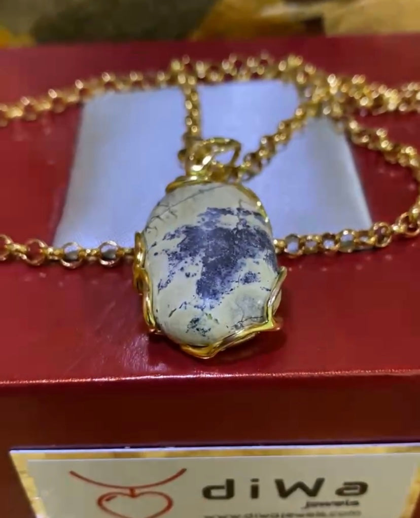 Pendente diWa Jewels Pietra dura montatura in Argento 925 Placcato Oro Giallo