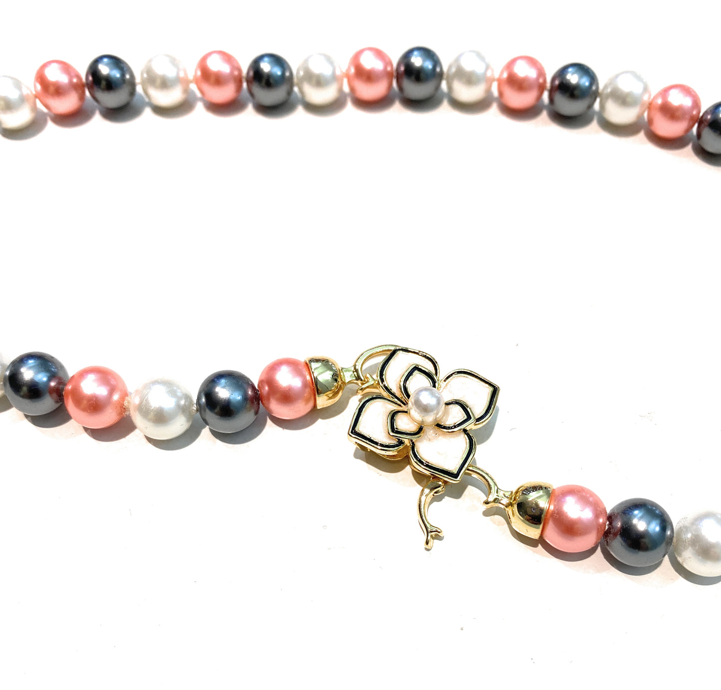Collana tipo girocollo perle Maiorca multicolore chiusura placcata oro giallo