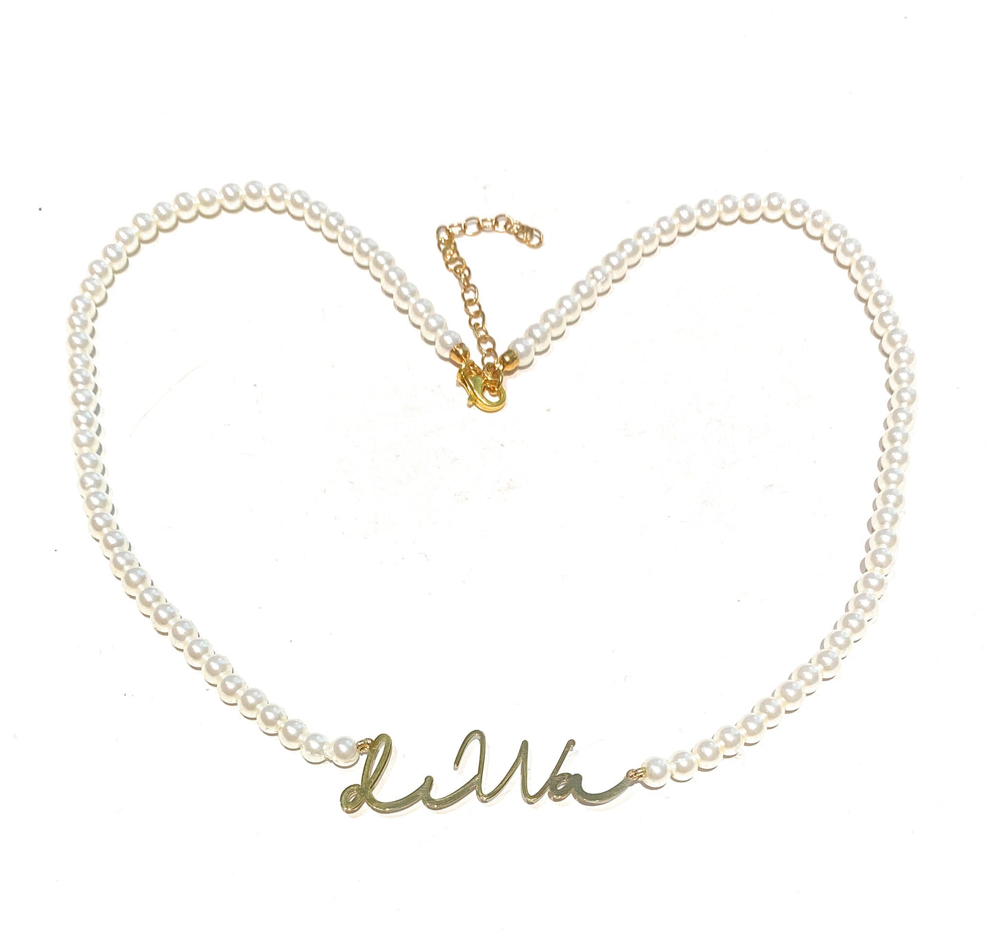 Collarino perle fresh water centrale scritta diWa argento sterling personalizzabile
