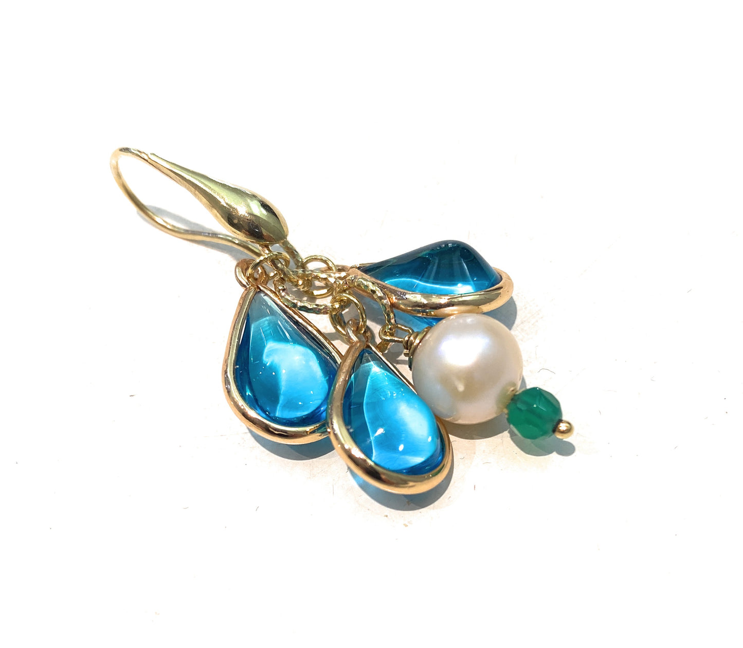 Mono orecchino diWa Jewels gocce cristallo azzurro perla fresh water argento sterling placcato oro giallo