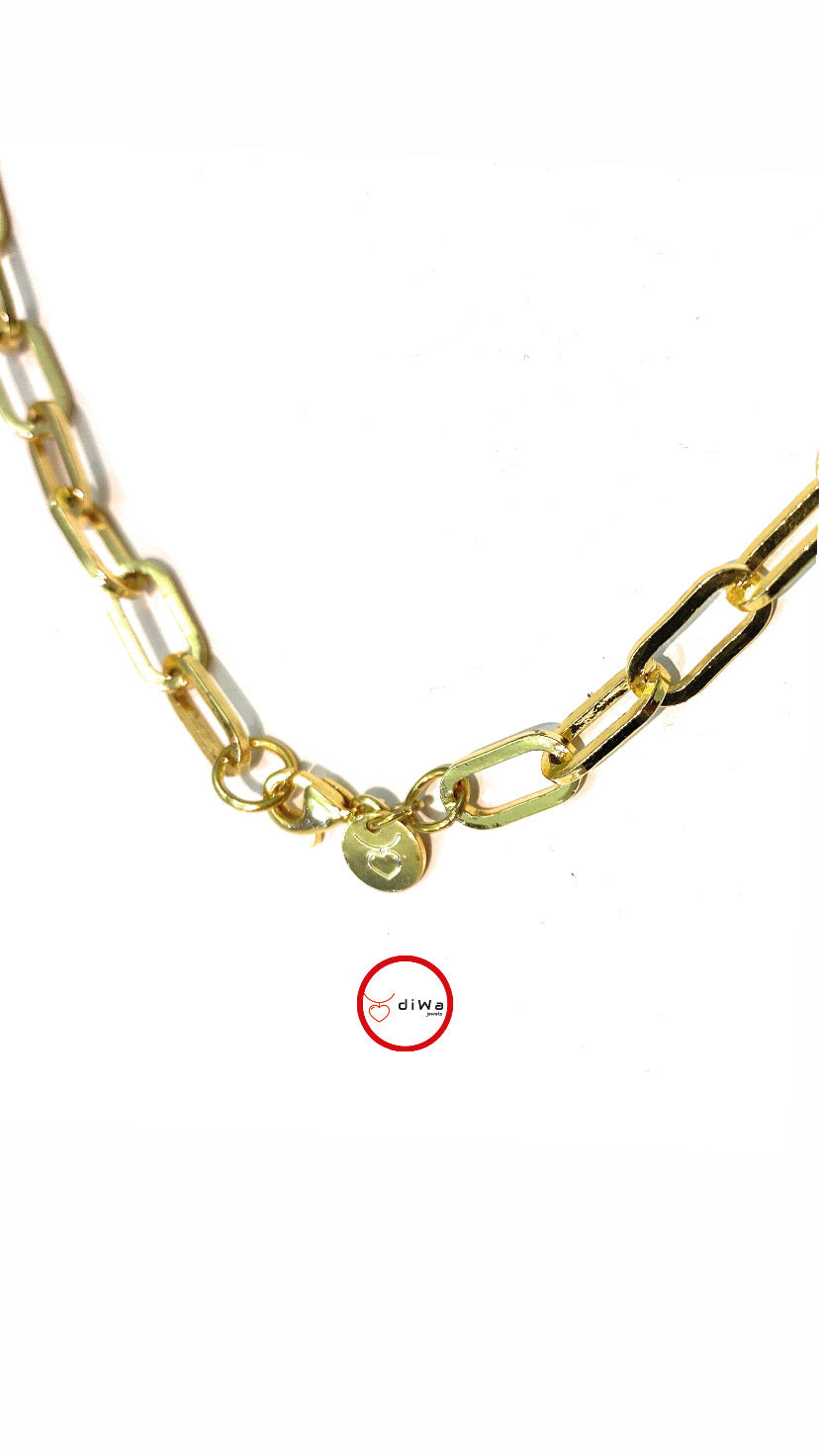 Collana diWa Jewels Malachite e Stelle doppio filo con Catena Gold Argento Sterling placcato oro giallo