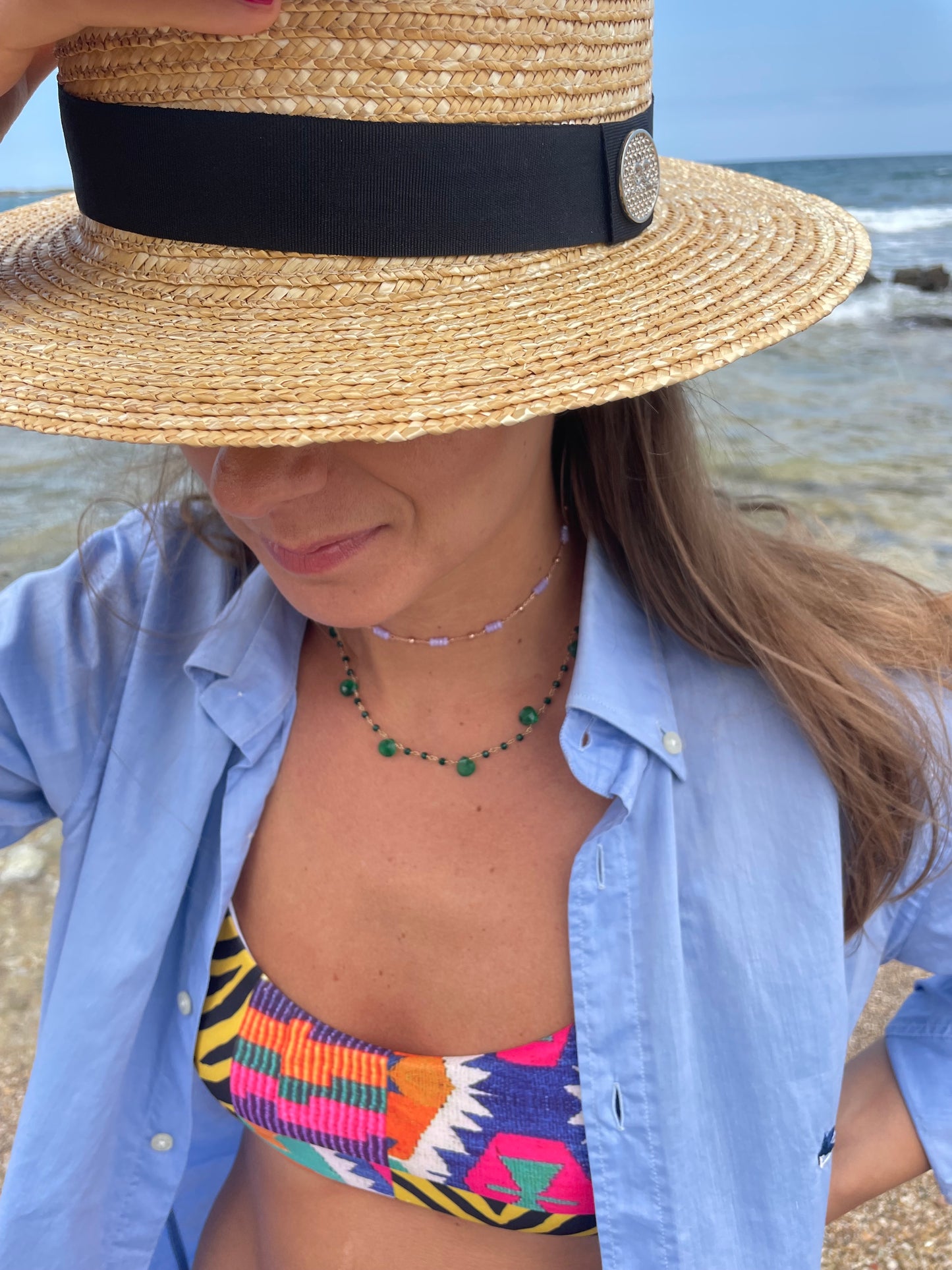 Collierino choker pietre dure e argento sterling